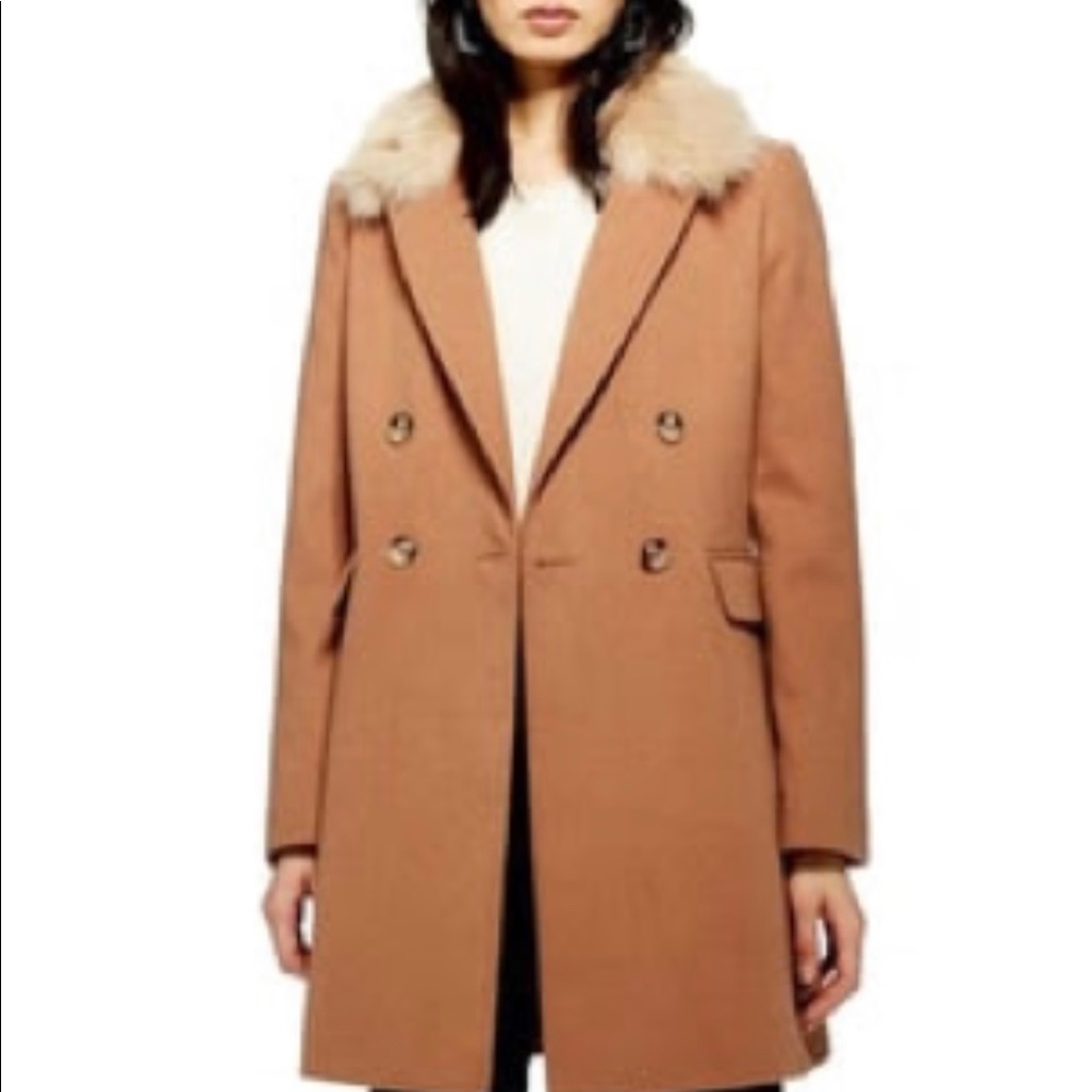 Topshop Trench Coat with detachable fur collar